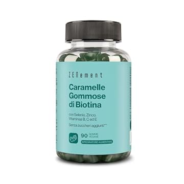 Biotina caramelle gommose - 6.000 μg di biotina per dose giornaliera - 90 Gummies Vegane ad alto dosaggio - Gusto frutti di bosco - vegano e senza zucchero – integratori vitamine capelli - Zenement