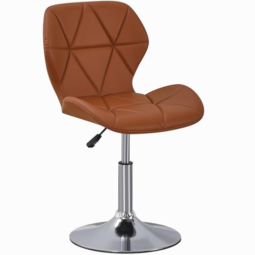 Charles Jacobs Static Swivel Geometric Design Chair with Adjustable Height - Brown PU