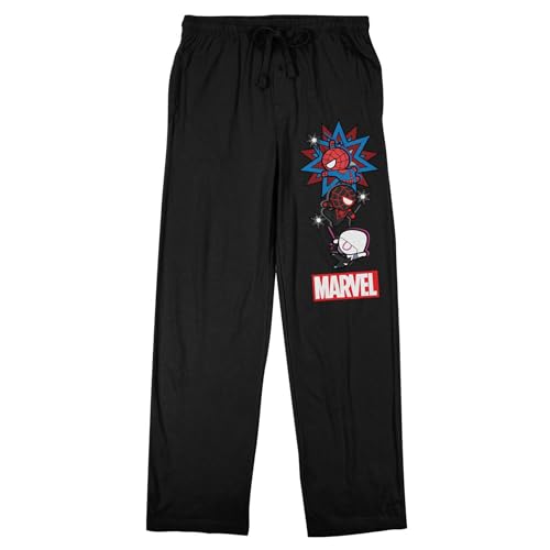 Marvel Kawaii Spider-Man And Friends Men's Black Sleep Pajama Pants