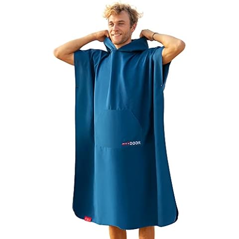 AUTDOOR® Mikrofaser Badeponcho Damen & Herren - nachhaltig aus 100% recycelten PET-Flaschen - Handtuch als Umziehhilfe für Strand und Wassersport - schnelltrocknend & kompakt (Large, Blau) Cover