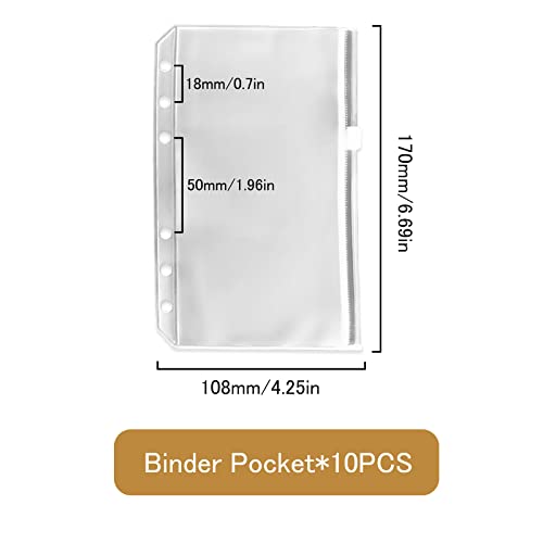 10 bolsos para fichário A6, tamanho A6, bolsos para fichário de 6 furos, bolsa de PVC impermeável, p