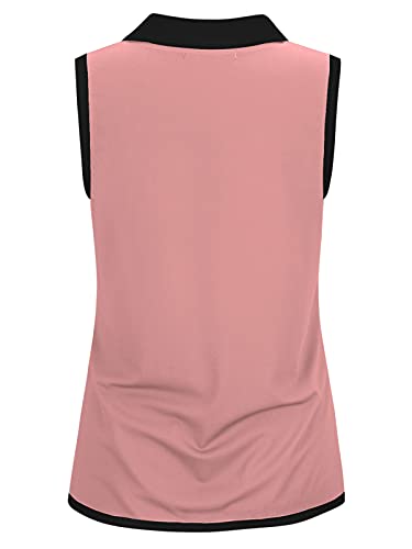 Laslulu Womens Golf Tennis Polo Shirt Zip Up Sleeveless Tops Casual Shirts Summer Tops Golf Tank Tops Running Sports Collared Shirts For Women(Pink-Xx-Large) #TOP2
