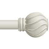 Oneach Bastoni per tende bianchi per finestre da 167 a 300 cm, 2,2 cm, regolabili, resistenti, decorativi, con terminali rotondi a rete (confezione da 1, da 91 a 300 cm)