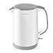 Electric Kettle, Miroco Double Wall 100% Stainless Steel Cool Touch Tea Kettle with 1500W Fast Boiling Heater, Cordless with Auto Shut-Off & Boil Dry Protection, BPA-Free, White