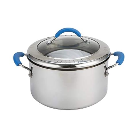Joe Wicks 70524 Quick & Even Stainless Steel Non-stick Cookware - 24 cm 5.6 L Straining Stockpot Cover