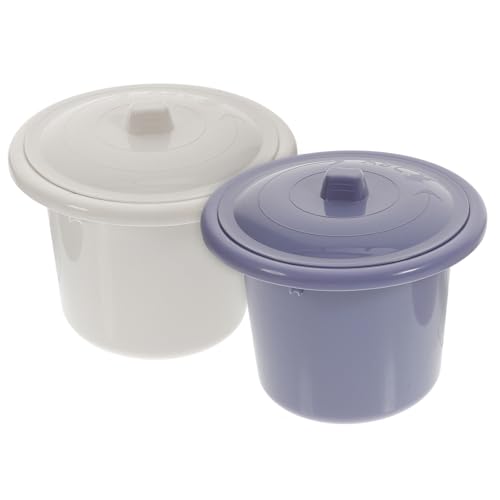 ERINGOGO 2Pcs Portable Urine Potty Spittoon with Lid Lightweight Plastic Travel Urinal for Home and Outdoor Use Random Color Easy to Clean Non Slip Base Compact Design