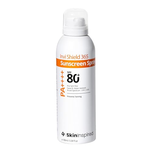 Image of SkinInspired Invi Shield 365 Body Sunscreen Spray SPF 80+ PA++++ | Ultra-Light, Quick-Absorbing, Non-Greasy Sun Protection | No White Cast, Water & Sweat Resistant | Broad Spectrum UV & Blue Light Defense | 100ml