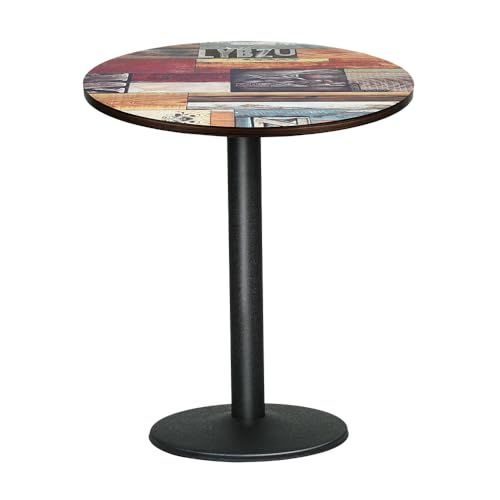 LANTUS Table de Bar Ronde, Table à Manger, carrée, Style Industriel, Planche de Bois + Pieds en Fer, Charge maximale 125KG,60 * 60 * 72cm (D)