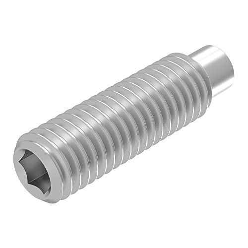 SECCARO Tornillo roscado con hexágono interior y espiga M8 x 30 mm, acero inoxidable V2A VA A2, DIN 915/ISO 4028, 20 unidades