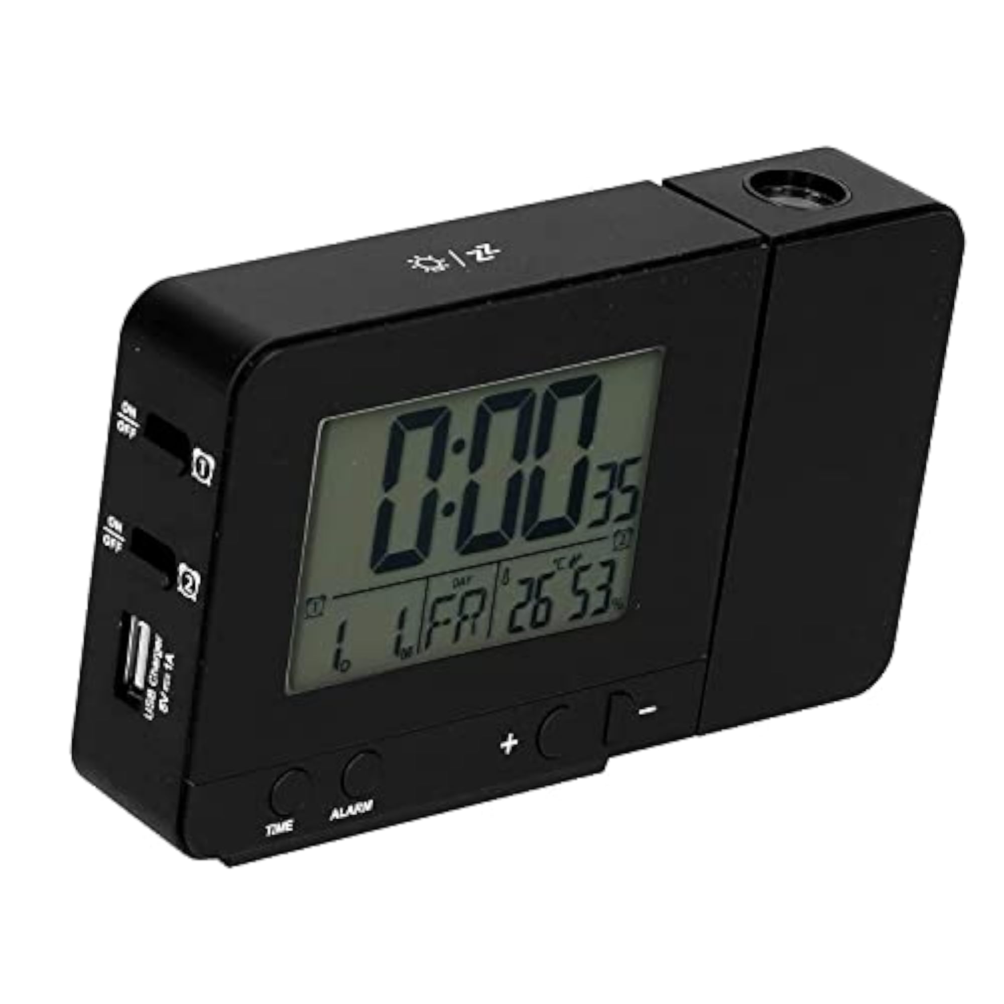 Set of 2 Projection Clocks, Multifunctional USB Clock