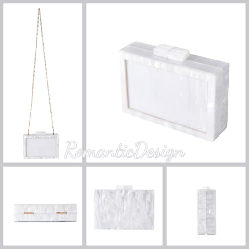 Image of RomanticDesign Women Acrylic Handbag Rattan Woven Pattern Square Box Crossbody Handbag Shoulder Bag Chain Purse