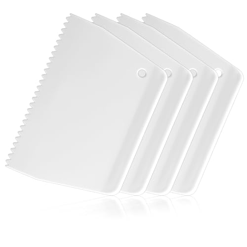 LXUEJIE 4 PCS Adhesive Spreader, 3/16" Tooth Notched Glue Applicator Kits Reusable Notched Glue Spreader Hardwood Flooring Spreaders Plastic Notch Trowel for Applying Glue Epoxy PET Putty