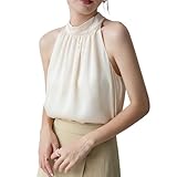 [Vincent house] タンクトップ レディース ノースリーブ ホルターネック シャツ ベスト キャミ 袖なし インナー ブラウス 落ち感 オシャレ 上品 無地 着痩せ カジュアル デート 通勤 夏