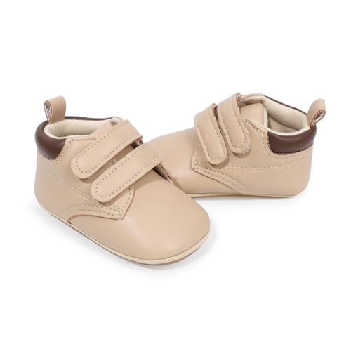 Image of HsdsBebe Baby Boys Girls Pu Leather Hard Bottom Walking Sneakers Toddler Rubber Sole First Walkers Infant Cartoon Slippers Crib Shoes