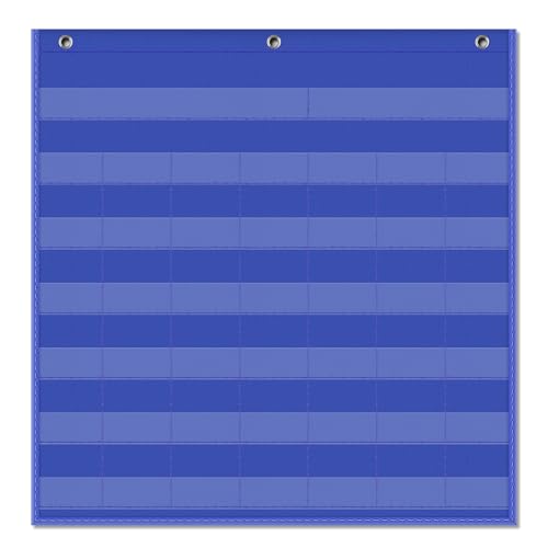 EAMAY Classroom Monthly Calendar Pocket Chart for 2.75 * 2.75 Cards,Homeschool Supplies and Classroom Must Haves! Only Chart(Blue)
