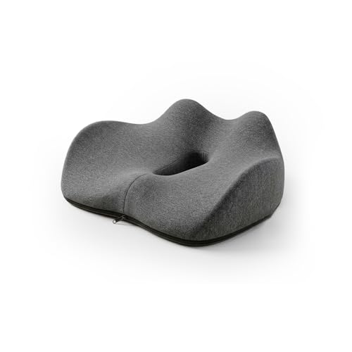 Image of The White Willow Orthopedic Coccyx Cushion for Tailbone Pain - Extra Large High Resilience Memory Foam Seat Cushion for Office Chair, Car & Wheelchair - Sciatica & Hip Pain - 1-Year Warranty, Grey