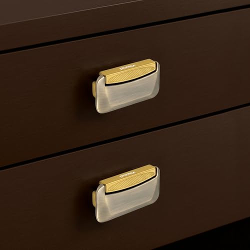 Image of Plantex Drawer Kadi /3 Inch Chest Handle for Drawer /Rectangular Cabinet Kadi /Pull-Push Kadi for Home /Office Drawer - Pack of 2 (DTK-295, Brass Antique & Gold