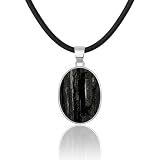 Agni Colgante Turmalina Negra Natural con Cordón - Collar...