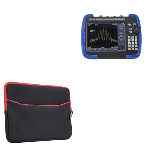 BoxWave Case Compatible with Owon HSA1075 - SoftSuit with Pocket, Soft Pouch Neoprene Cover Sleeve Zipper Pocket - Jet Black with Red Trim