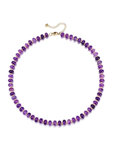 CrystalTears Beaded Gemstone Necklace for Women, Womens Colorful Boho Stone Bead Choker Necklace, Handmade Natural Crystal Stone Summer Beach Jewellery Gifts for Women Mom Christmas