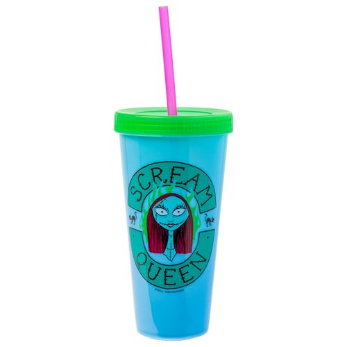 Image of Silver Buffalo Disney The Nightmare Before Christmas 48 Pack Color Change Plastic Tumblers Featuring Jack Skellington, Sally, Oogie Boogie, and Zero, 24 Ounces