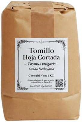 LA BOTICA Herbal Tomillo Seco 1kg | Thymus Vulgaris Hoja Cortada Grado Herbolario | Planta Natural para Infusión y Uso Tradicional | Aroma Intenso