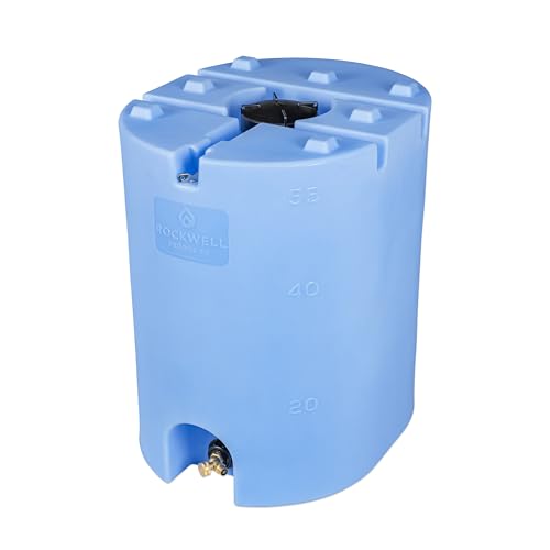 Exodus 55 Gallon Water Storage Tank by Rockwell Products | Compact Water Storage Container for Emergencies | BPA Free, Made in The USA, Blue