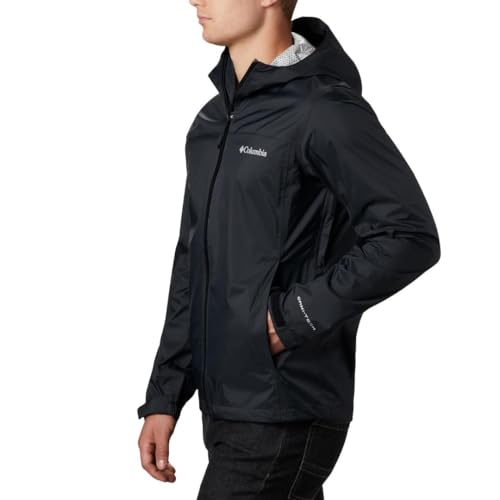 Columbia Jaqueta de chuva masculina EvaPOURation, impermeável e respirável, preta, grande