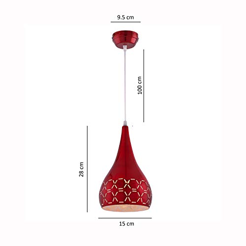 Image of Homesake Glossy Spining Top Hanging Pendant Lamp, Ceiling Light (Red, Cross-Cut)