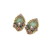 Perle fleur feuille Stud boucles d'oreilles fleur pétale boucles d'oreilles pour les femmes jardin de Monet Vintage perle Dangle boucle d'oreille Unique Creative bijoux cadeaux pour anniversaire fête