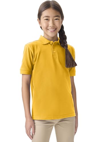 Image of Classroom School Uniforms for Boys and Girls Short Sleeve Pique Polo | Unisex Youth Shirt, Matching Ribbed Collar, Banded Sleeves, Three-button Placket, Comfortable Fit, School Uniform Essential