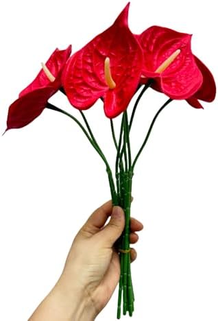 Rikyo 8pcs 13 Inch Anthurium Lily Artificial Flowers Permanent Ho...