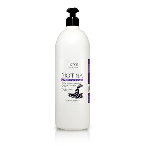 SOM Champú Biotina 1000ml – Anticaída, Fortalecedor y Revitalizante – Estimula el Crecimiento del Cabello – Con Vitamina B7 – Para Todo Tipo de Cabello - Dosificador -