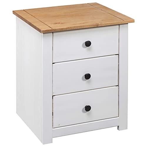 Table De Chevet Blanc en Bois de Pin Massif de Qualité - 5