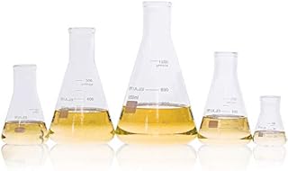 ULAB Scientific Glass Erlenmeyer Flask Set, 5 Sizes 50ml 150ml 250ml 500ml 1000ml, 3.3 Boro with Printed Graduation, UEF1002