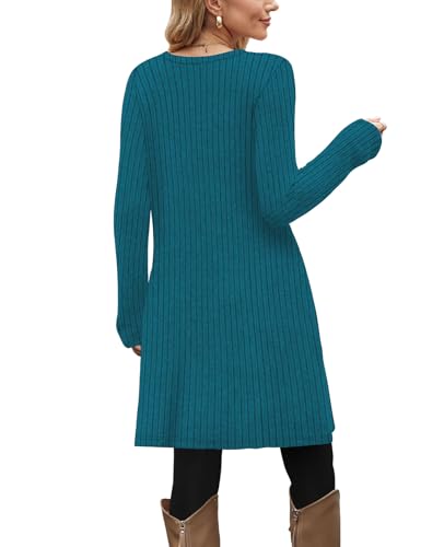 Image of OFEEFAN Long Sleeve Dress for Women Crew Neck Fall and Winter Tunic Dress with Pockets