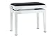 GEWA Pianobank Deluxe Vinyl - Weiß Hochglanz- Massivholz - Vinyl Sitzbezug - 52x30cm Sitzfläche - Höhenverstellbar - Hochfeste Fixierung - 2t Bruchlast