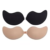 Klebe BH, Trägerlos Push Up BH Unsichtbar Silikon Selbstklebend BH, Hautfreundliche Invisible Bras für Abendkleid Hochzeitskleid und Brautkleid(2 Stück) (B)