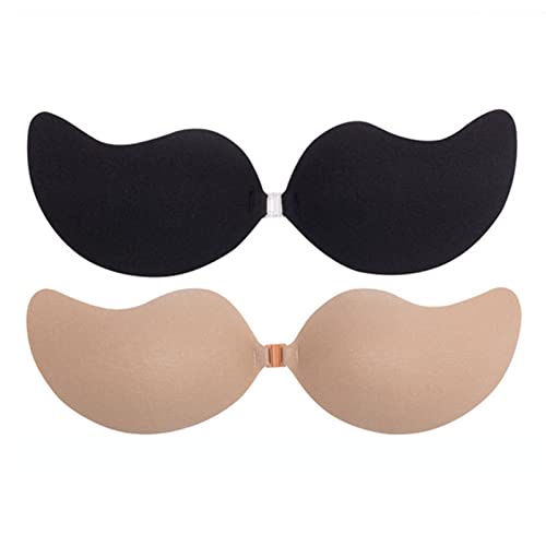 Klebe BH, Trägerlos Push Up BH Unsichtbar Silikon Selbstklebend BH, Hautfreundliche Invisible Bras für Abendkleid Hochzeitskleid und Brautkleid(2 Stück) (B) Cover
