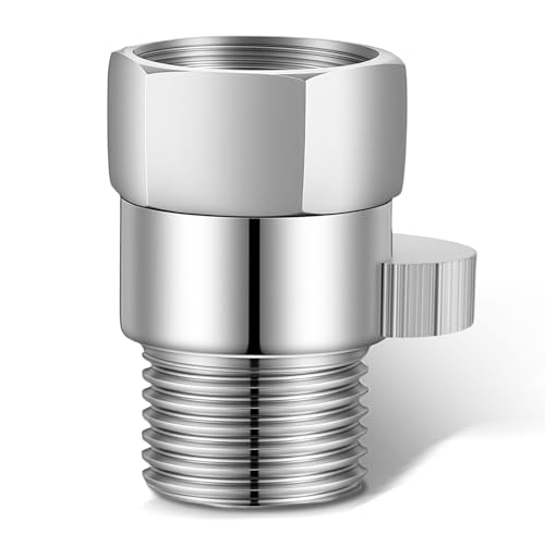 Shower Head Shut Off Valve Brass Shower Flow Control Valve Angle Simple Water Flow Control Valve for Dual Shower Faucet, Rv Shower Head with Hose Flow Restrictor, Brushed Handheld Shower Head