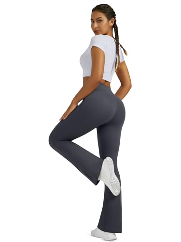 Image of Flare Leggings for Women with Pockets 2pack High Waisted Crossover Flare Leggings Bootcut Yoga Pants