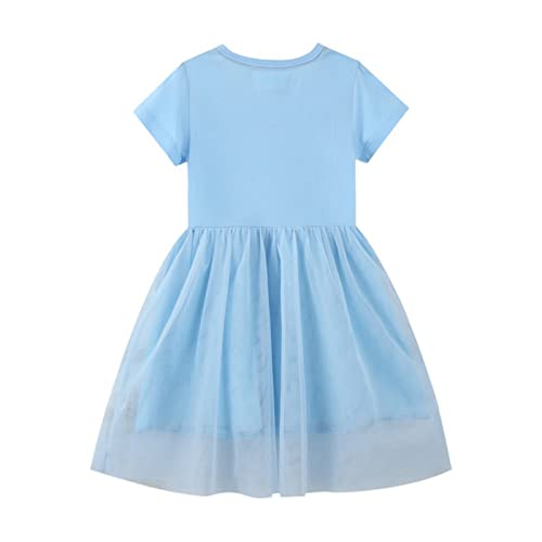 Toddler Girls Easter Cotton Casual Tutu Dress Short Sleeve Blue Unicorn Tulle Skirt Party Summer Spring Outfits Playwear Dresses 2T2