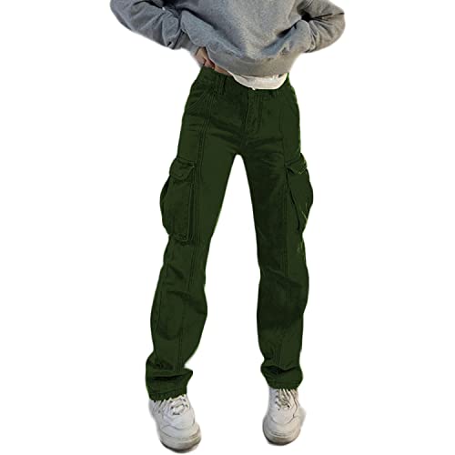 High Rise Boyfriend Jeans for Women Y2K Baggy Straight Wide Leg Cargo Jeans Denim Pants Streetwear with Pockets