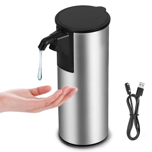 Dispensador De Jabón Automático De 350 Ml, Recargable por USB, Dispensador De Jabón Eléctrico De Acero Inoxidable 4 Niveles Ajustable para Baño, Cocina