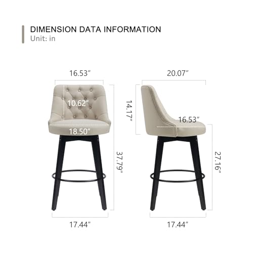Swivelbarstoolssetof4counterheightbarstoolswithbuttonbackfarmhousebarstoolsforkitchenislandcafepubbarcounterbeige Urban Country Home Decor Swivel bar stools set of 4 counter height bar stools with button back farmhouse bar stools for kitchen island cafe pub bar counter beige urban country home decor