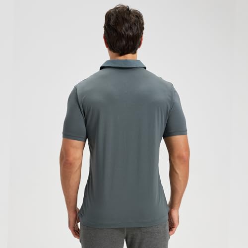 Camiseta polo para hombre netdraw ultra suave y transpirable de viscosa de bambú con bolsillo | Ligera, refrescante, absorbente de humedad, resistente a olores, UPF 50+, camiseta deportiva con cuello de golf miniatura 5