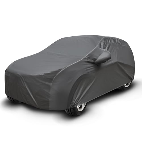 Image of Auto Hub Waterproof Car Cover Compatible with Eeco with Mirror Pockets, Soft Cotton Lining, Eeco Car Cover Waterproof, Grey