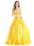 New front Disfraz Traje Princess Belle Mujer Adulto Completo Vestido Fantasía Carnaval Cosplay Navidad Halloween Mágico La Bella y la Bestia Ropa Elegancia,Azul,XL