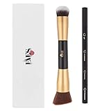 Double-Ended Professional Foundation &Contour Makeup Blending Brush | Soft Bristles Highlighting makeup brush |Travel makeup brush | Eco-Friendly & Cruelty-free| Powder setting brush