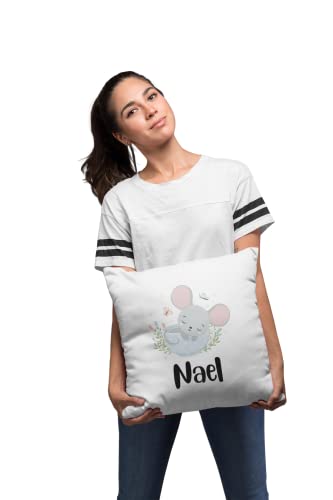 Cojín infantil personalizado con bonito diseño de conejito y nombre personalizado, regalo individual, funda de cojín para cumpleaños, niño o niña, idea de regalo